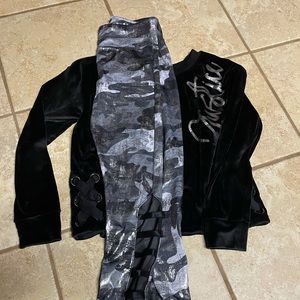 Justice brand black velour and matching leggings.